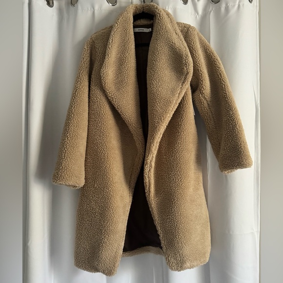 JustFab Drape Front Teddy Coat - Picture 4 of 6